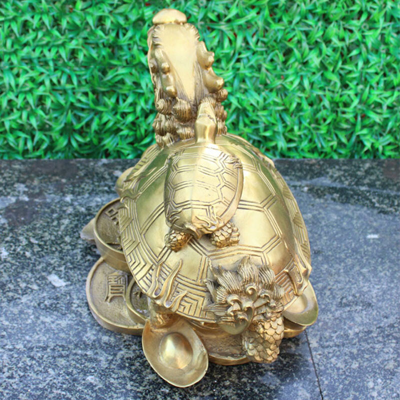 銅龍龜擺件 黃背小龜龍龜家居飾品，開業與工藝禮品的完美融合